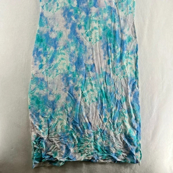 Style & Co Slip Dress Large Blue Citrus Dye Cool Spaghetti Strap V Neck Slit - Picture 7 of 12